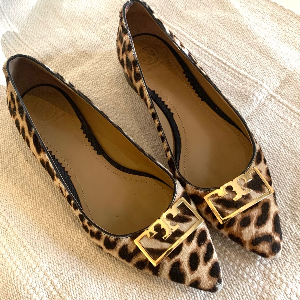 Tory Burch Gigi Leopard Print Hair Low Heel Sz 8